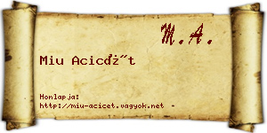 Miu Acicét névjegykártya